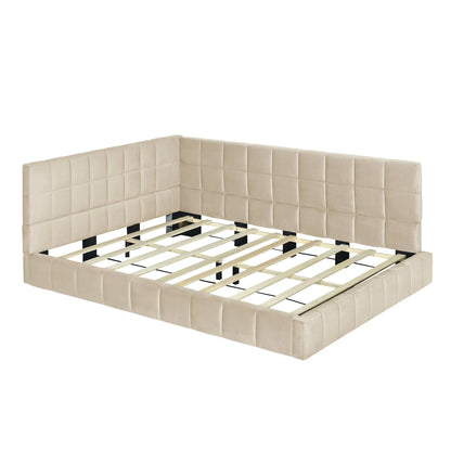 Full-size Upholstered Sofa Bed, Sofa Bed Frame - Beige, Velvet My Store