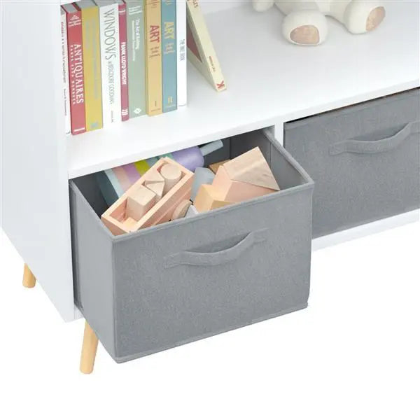 Children's Bookcase With Foldable Fabric Drawers, Children's Book Display, Toy Storage My Store