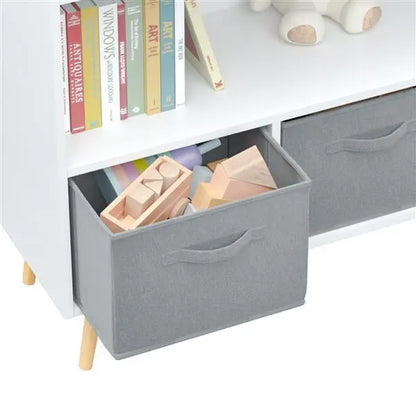 Children's Bookcase With Foldable Fabric Drawers, Children's Book Display, Toy Storage My Store