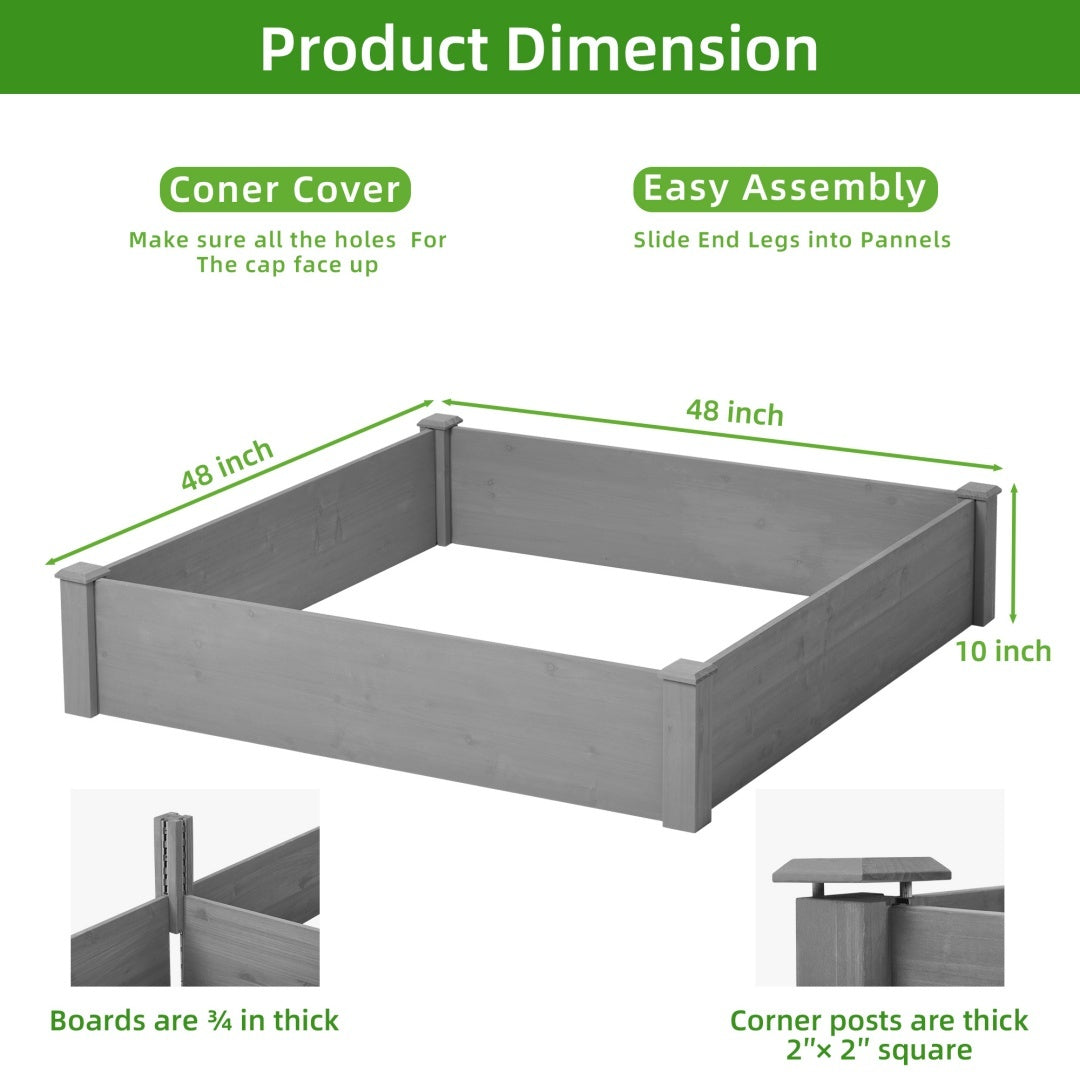 Raised Planting Bed, Outdoor Floor Standing Wooden Planting Box Inkedjoy