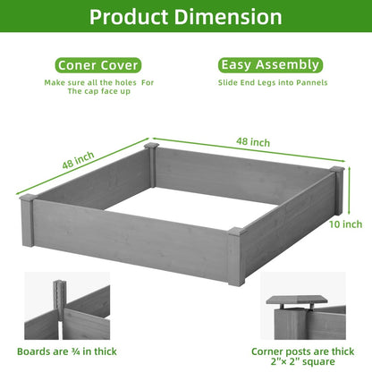 Raised Planting Bed, Outdoor Floor Standing Wooden Planting Box Inkedjoy