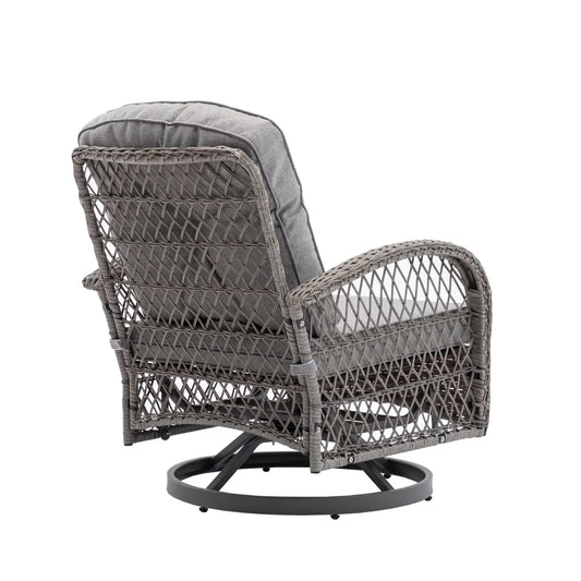3pc Outdoor Swivel Rocker Patio Chairs 360  Rocking Set With Thick Cushions My Store