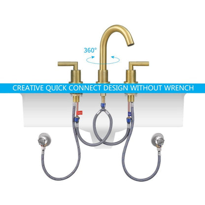 2 Handle 8 Inch Bathroom Sink Faucets Stainless Steel- Brushed Gold My Store