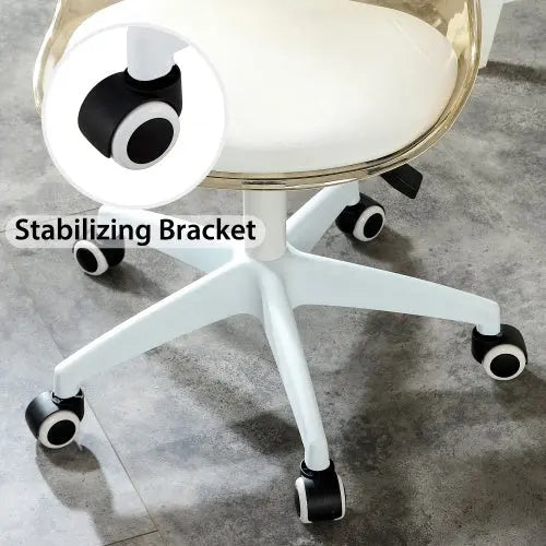 Modern Home Office Desk Chairs, Adjustable 360 Swivel Chair Engineering Plastic Armless Swivel Computer Chair With Wheels For Living Room, Bed Room Office Hotel Dining Room And Amber Brown My Store