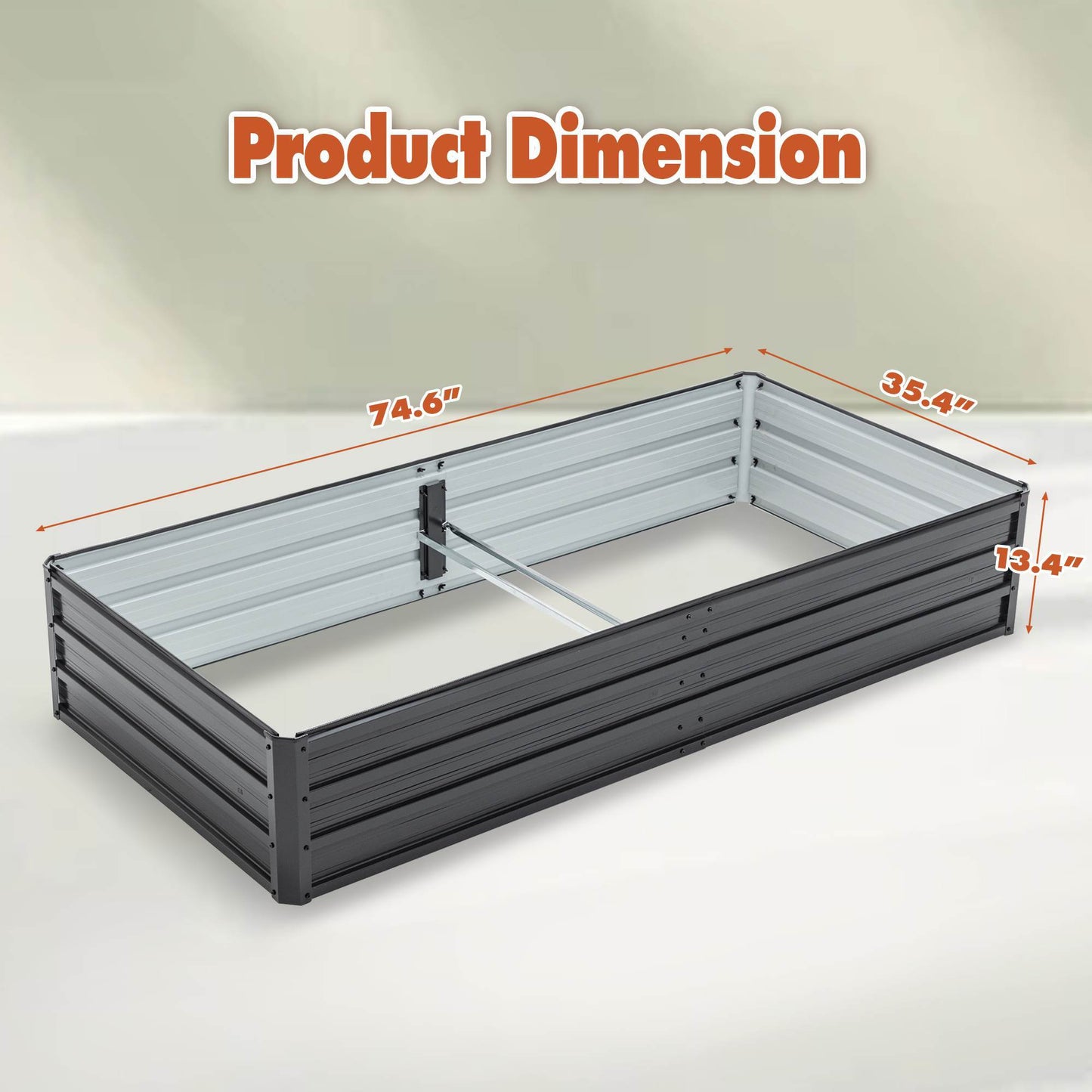 Outdoor Galvanized Raised Garden Bed Kit, Black Rectangle Planter Inkedjoy