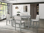 Grey Finish 5 Piece Dining Room Set Dining Table 4x Chairs Beige Fabric Chairs Inkedjoy