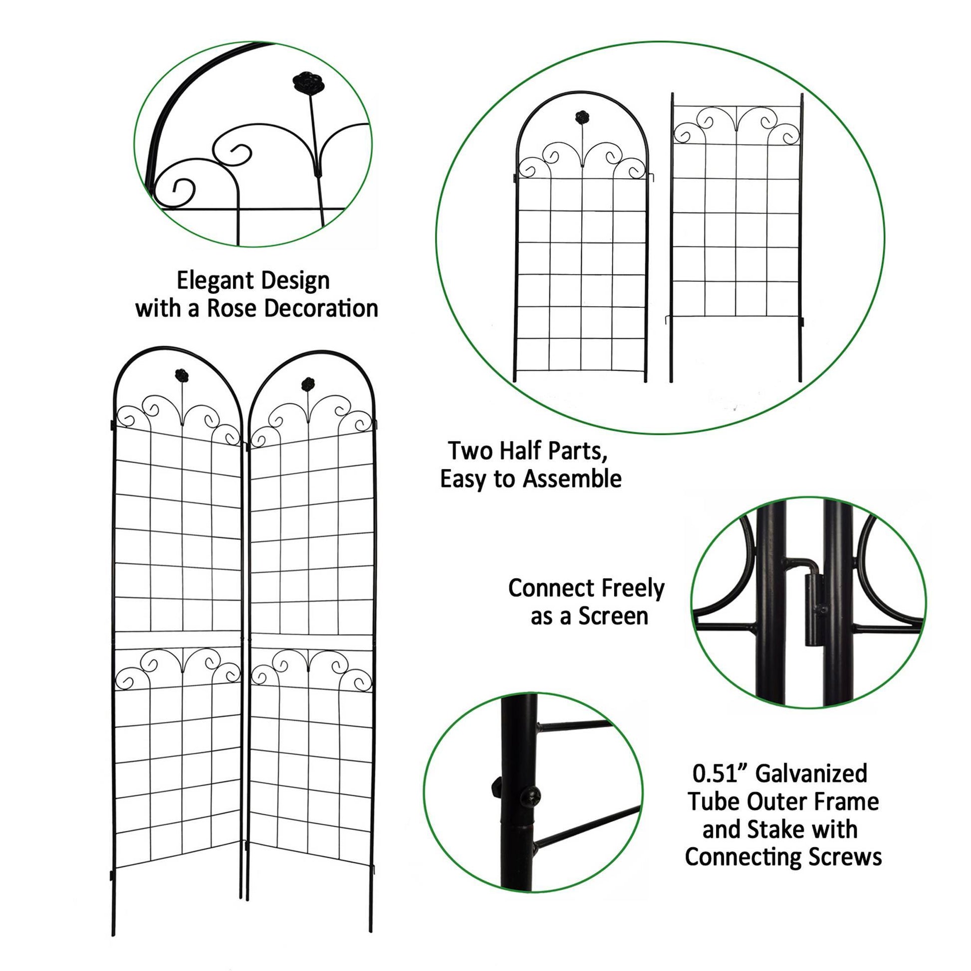 4 Pack Metal Garden Trellis For Climbing Plants Outdoor Netting Trellis Inkedjoy