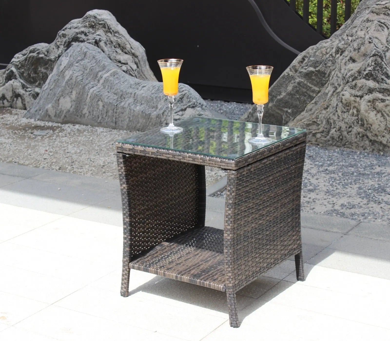 Outdoor Patio Furniture 1 Coffee Table With Clear Tempered Glass My Store