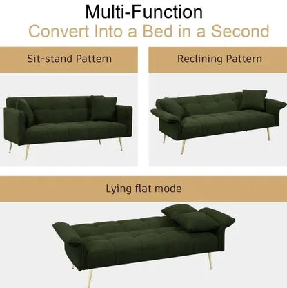 Futon Sofa Bed, Convertible Double Sofa Bed With Folding Armrests My Store