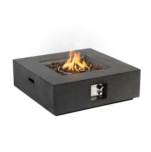 Outdoor Propane Fire Pit Table,Square Stone 35-inch Planter Base Lava Rocks And Waterproof Cover Inkedjoy