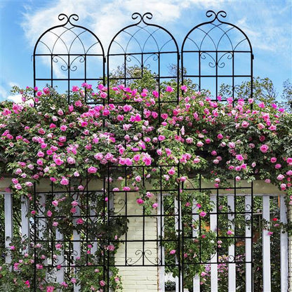 Metal Garden Trellis , Suitable For Climbing Plants, Outdoor Flower Stand - Black Inkedjoy