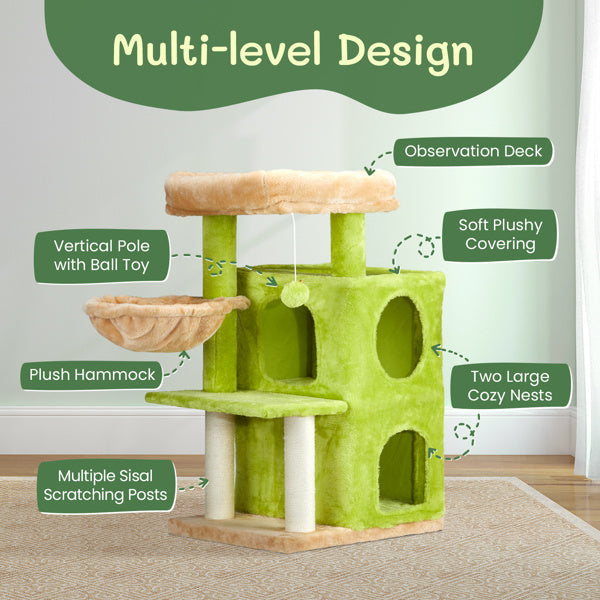 3-inch Yellow-green Speaker-shaped Double-layer Cat House  Hammock Cat Bed My Store