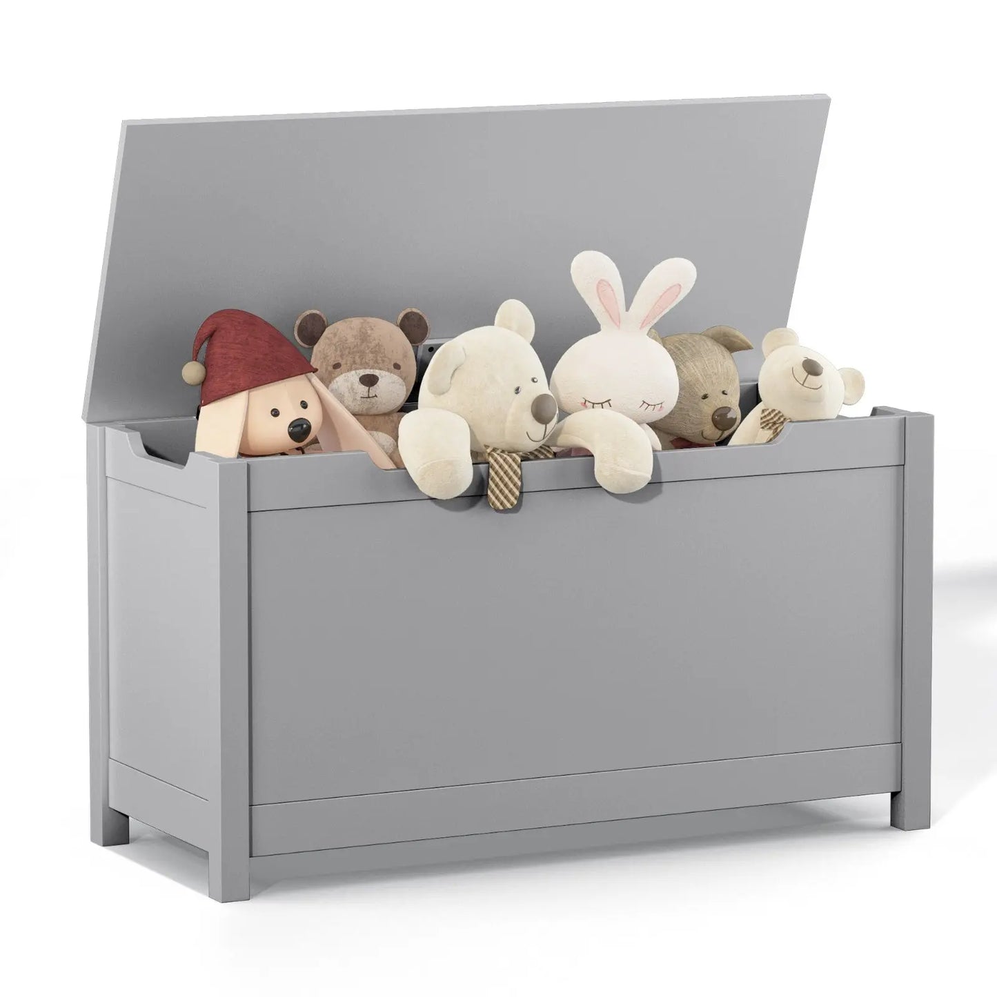 Kids Wooden Toy Box Storage With Safety Hinged Lid For Ages 3Gray My Store