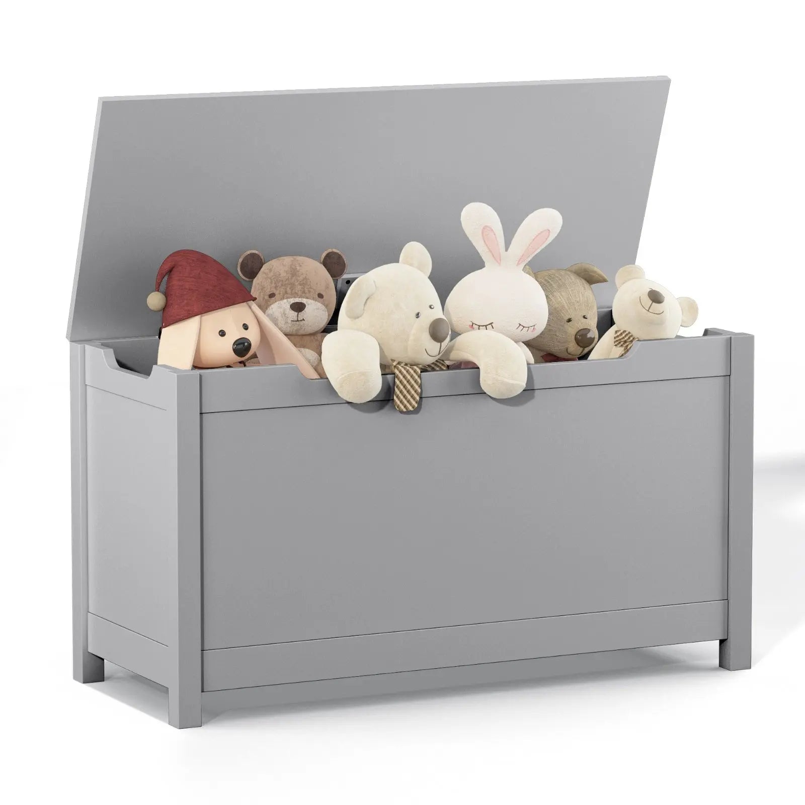 Kids Wooden Toy Box Storage With Safety Hinged Lid For Ages 3Gray My Store
