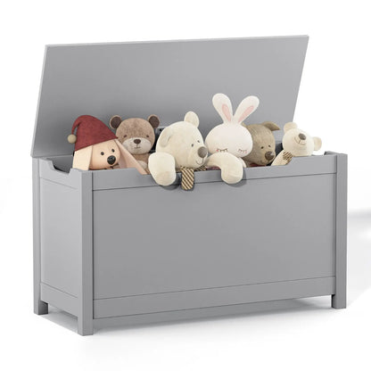 Kids Wooden Toy Box Storage With Safety Hinged Lid For Ages 3Gray My Store