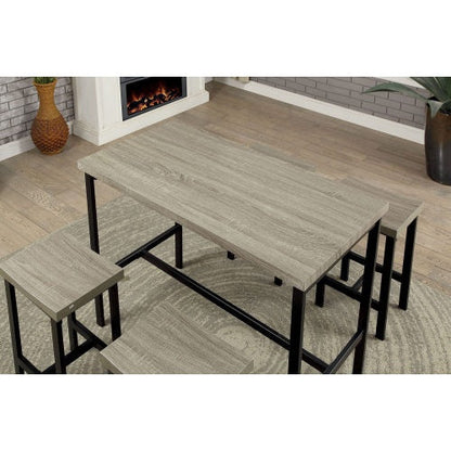 5 Pc Counter Height Table Set Two Tone Design Black Gray Dining Chairs Inkedjoy