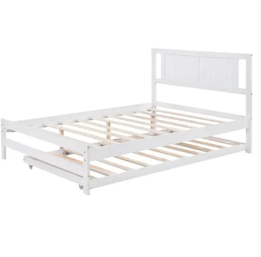Full-size Platform Bed With Adjustable Rollers, White My Store