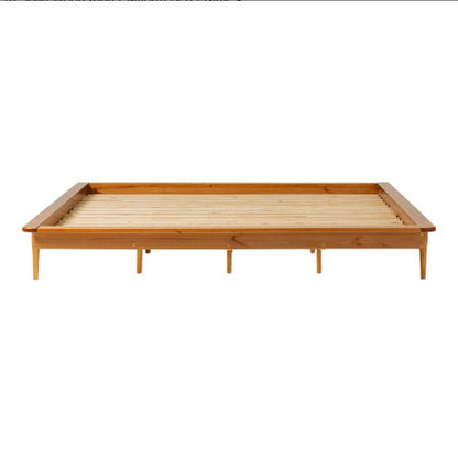 Mid-Century Modern Solid Wood King Platform Bed Frame Caramel My Store