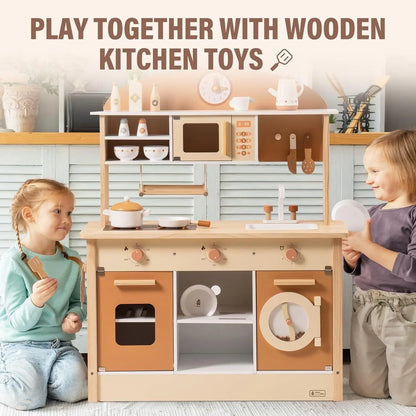 Kitchen Playset Wooden Play Toy With Accessories My Store
