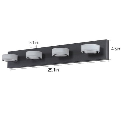 LED Modern Black 4 Light Vanity Light Fixture Mirror Bathroom Wall Light Inkedjoy