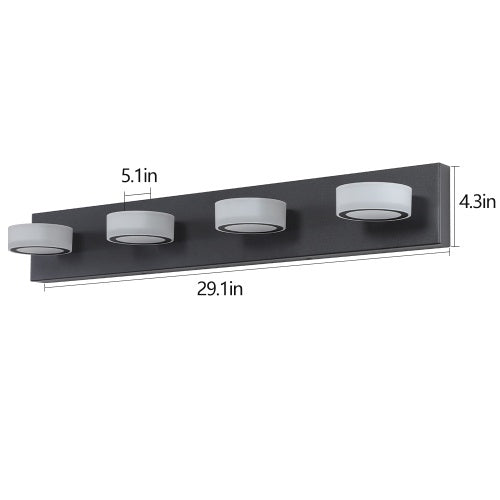 LED Modern Black 4 Light Vanity Light Fixture Mirror Bathroom Wall Light Inkedjoy