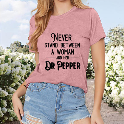 Women's Round Neck Short Sleeve T-Shirt English Slogan Print - Casual Summer Top Inkedjoy