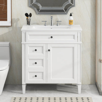 Vanity With Top Sink, Modern Bathroom Storage Cabinet With 2 Drawers And A Tip-out Drawer My Store