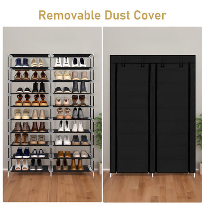 Double Row 10-ply Non Woven Shoe Cabinet, Black Inkedjoy
