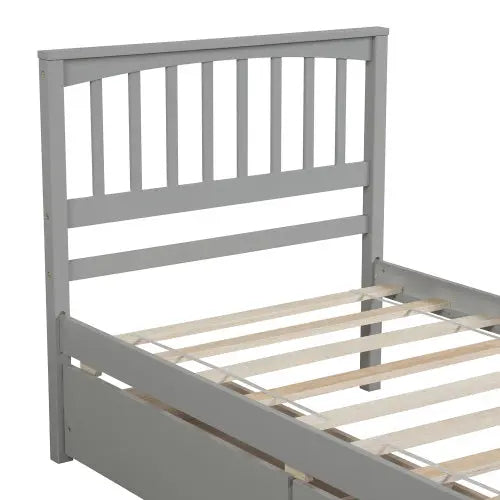 Twin Size Platform Bed With Two Drawers, Gray My Store