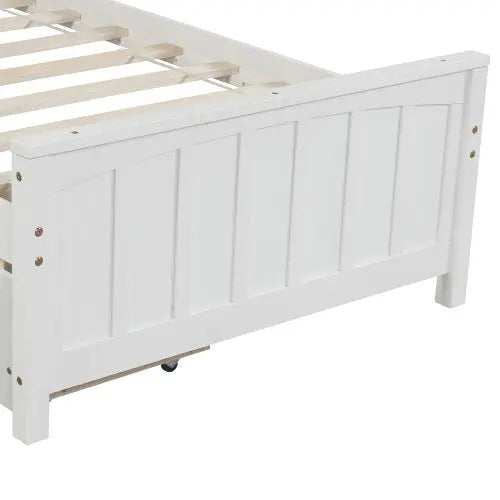 Twin Size Platform Bed With Two Drawers, White My Store