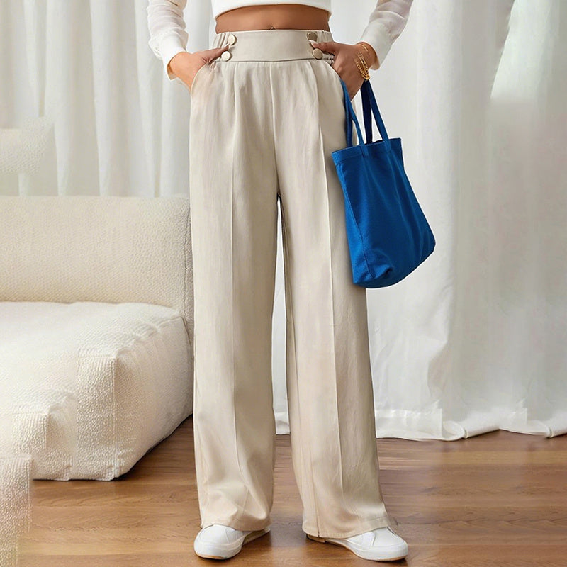 Women's Wide Leg Pants High Waist Business Casual Trousers Pant With Pockets My Store