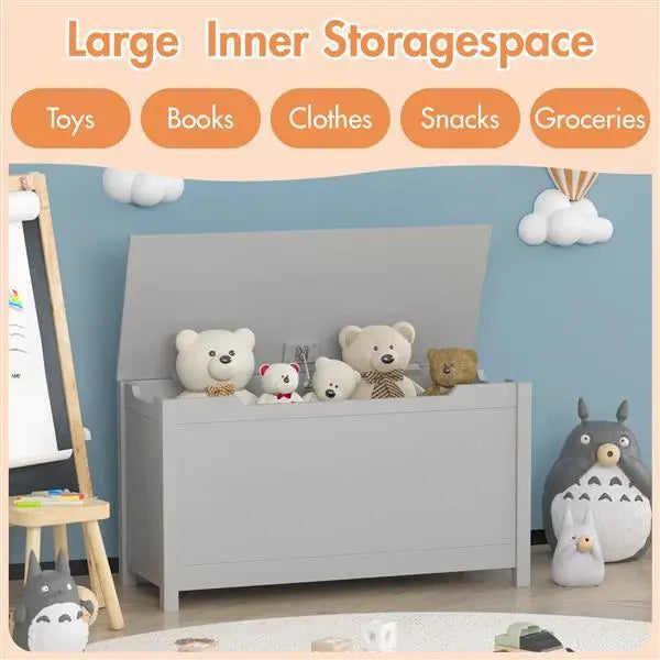 Children's Wooden Toy Storage Box With Secure Hinged Lid For Children Over 2 Years Old My Store