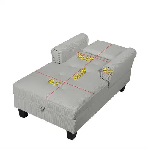 Chaise Lounge Indoor Sleeper Sofa Bed Chair Upholstered Lounge Chair For Bedroom Living Room With Rivets My Store