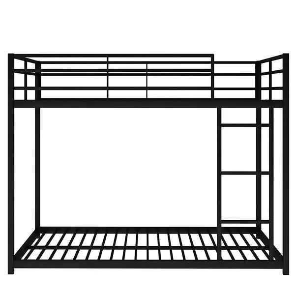 Full Metal Bunk Bed, Low Bunk Bed With Ladder, Black My Store