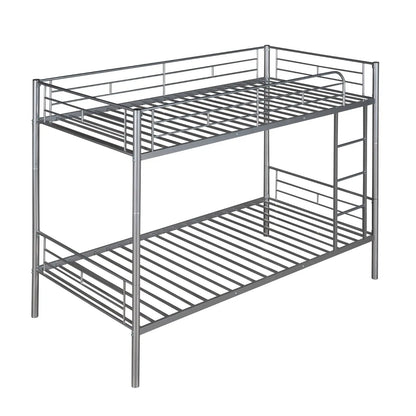 Twin Over Twin Metal Bunk Bed  Silver My Store