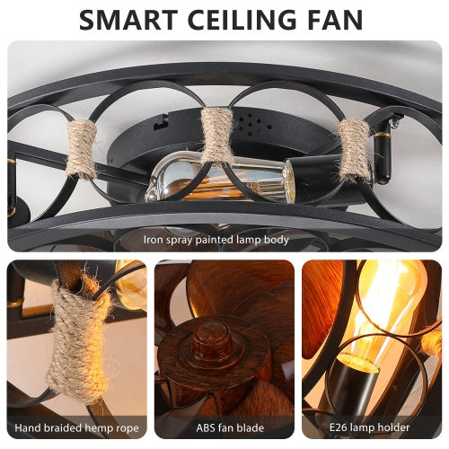 Cage Ceiling Fan With Light Remote Control Inkedjoy