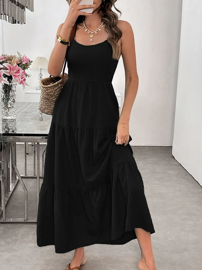 Women's Summer Sleeveless Tie-Bow Dress - Casual Beach Vacation Flowy Maxi Sundress Inkedjoy