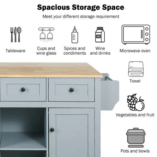 Kitchen Trolley With Rubberwood Folding Leaf Countertops My Store
