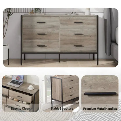 Wooden Dresser With 6 Drawers My Store