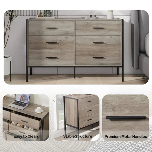 Wooden Dresser With 6 Drawers My Store