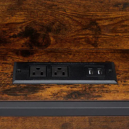 Bed Frame With Charging Station Full Size, Rustic Brown My Store