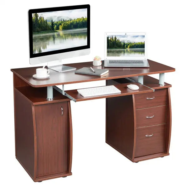 A Three Drawer Computer Desk With One Door My Store