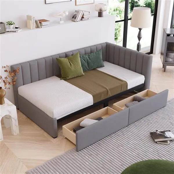 Upholstered Sofa Bed With 2 Storage Drawers My Store