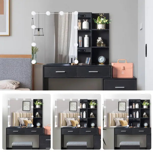Black Dressing Table Set My Store