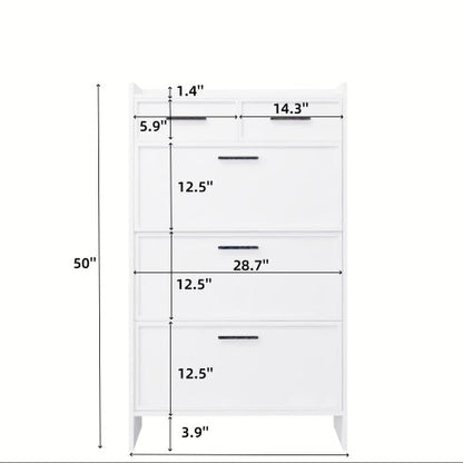 Shoe Rack 3 Doors With 2 Drawers With Open Space Inkedjoy