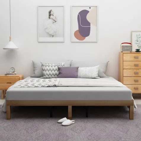 Large Wooden Platform Bed Frame, No Spring Box Required, Solid Wood Batten Support, Easy To Assemble My Store