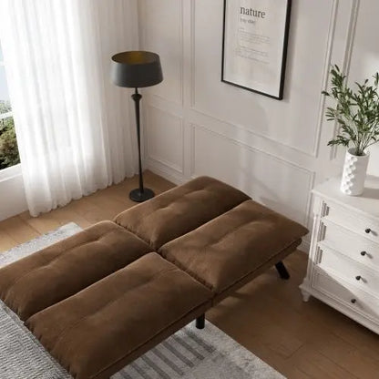 Leatehr Feeling Brown Convertible Folding Modern Sofa Bed My Store