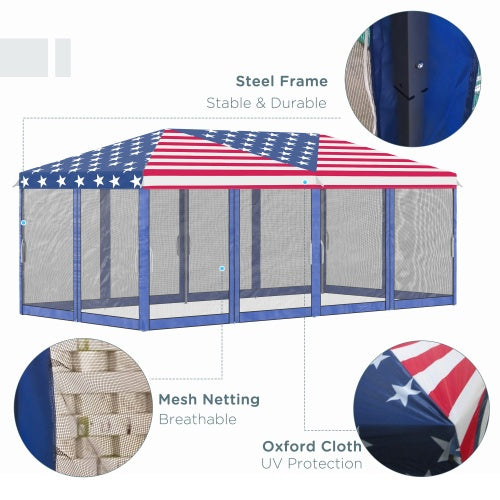 10 X 20 Up Canopy Tent With Netting, Heavy Duty Inkedjoy