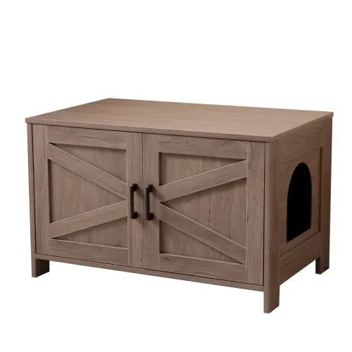 Cat Litter Box Enclosure, Litter Box Furniture Hidden With Barn Door, Wooden Cat Washroom Furniture, Cat House, End Table, Fit Most Of Litter Box My Store
