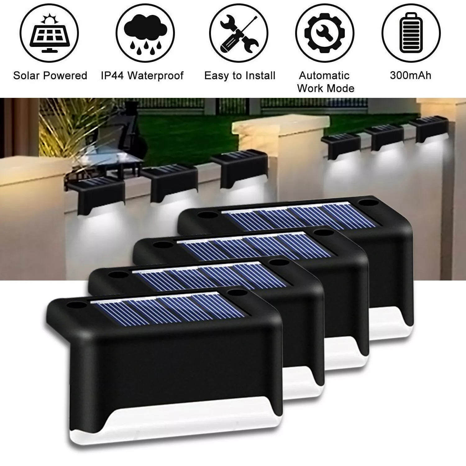 4 Solar LED Bright Deck Lights Ohberri